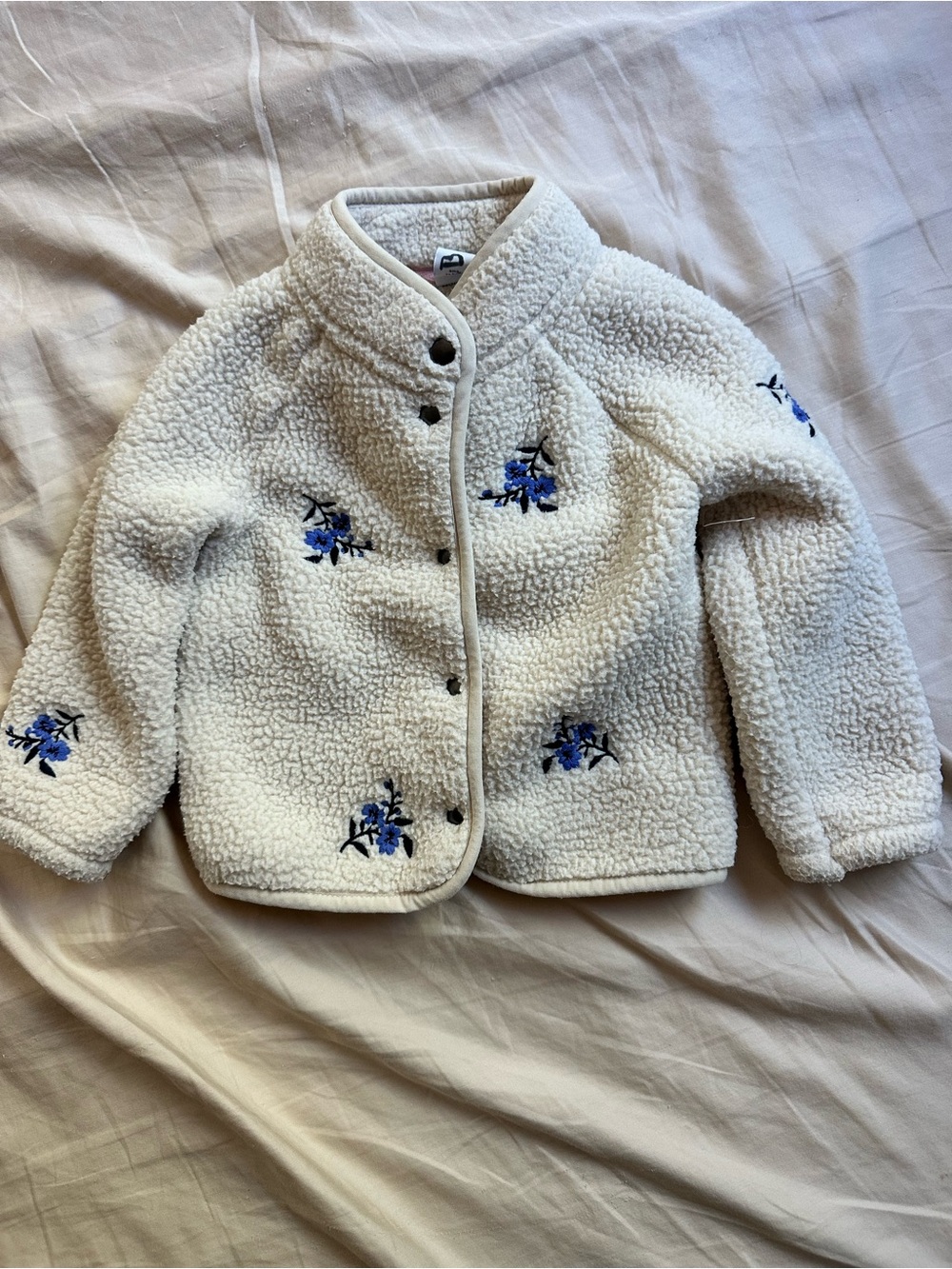Old navy mock neck snap button floral embroidery fleece jacket